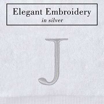 Decorvo Monogrammed Hand Towels for Bathroom - Luxury Hotel Quality Personalized Initial Decorative Embroidered Bath Towel for Powder Room, Spa - GOTS Organic Certified - Set of 2 Letter J