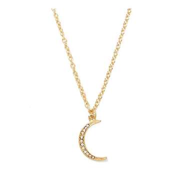 Artmiss Diamond Moon Pendant Necklace Dainty Gold Cerescent Moon Necklace Engraved Initial Moon Charm Necklace for Women Love You to The Moon
