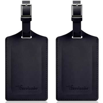 Travelambo Luggage Tags for Suitcases Premium Faux Leather Set with Privacy Flap 2 Pack