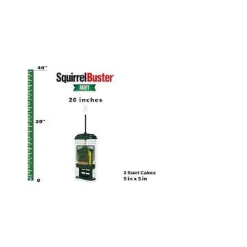 Squirrel Buster Suet Squirrel-proof Suet Bird Feeder w/2 Suet Cake Trays, 2 Crumb Ports, Mess-free S...