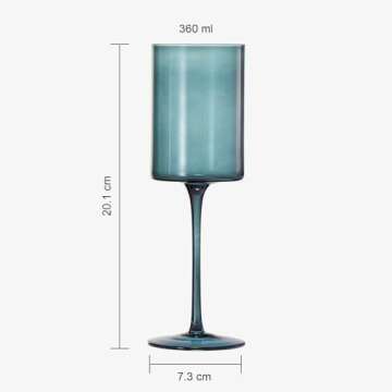 Khen Colored Square Modern Crystal Wine Glass Set of 6, Gift For Wife, Her, Mom, Friend - Large 12 oz Glasses, Colorful Italian Style Tall Drinkware - Red & White Color Beautiful Glassware - (Muted)