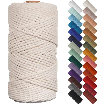 NOANTA Natural Macrame Cord 3mm x 109Yards, Durable Cotton Rope for Crafting