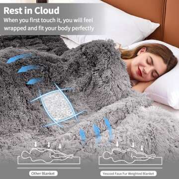 Faux Fur Weighted Blanket for Adults(15 lbs, 60” x 80”, Grey),Fuzzy Cozy Sherpa Weighted Blanket...