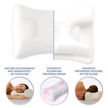 Sleep & Glow Omnia Natural Silk Pillowcase for Hair and Skin Fits Unique Shape of Sleep&Glow Omnia P...