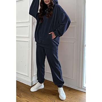 Linsery Women Oversized Hoodie Tracksuit Blue Set