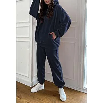 Linsery Women Oversized Hoodie Tracksuit Blue Set