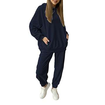 Linsery Women Oversized Hoodie Tracksuit Blue Set