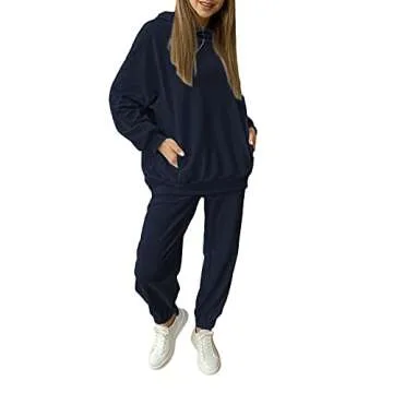 Linsery Women Oversized Hoodie Tracksuit Blue Set
