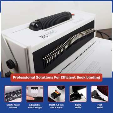 TruBind Coil Binding Machine with Electric Coil Inserter and Foot Pedal | 20 Sheet Punch Capacity | Bind up to 440 Sheets | 46 Fully Disengageable Dies | 4:1 Pitch | 2-Year Warranty