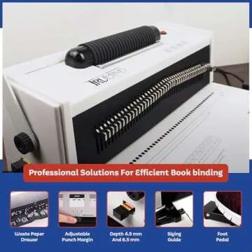 TruBind Coil Binding Machine with Electric Coil Inserter and Foot Pedal | 20 Sheet Punch Capacity | Bind up to 440 Sheets | 46 Fully Disengageable Dies | 4:1 Pitch | 2-Year Warranty