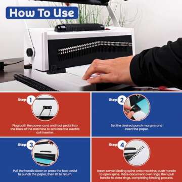 TruBind Coil Binding Machine with Electric Coil Inserter and Foot Pedal | 20 Sheet Punch Capacity | Bind up to 440 Sheets | 46 Fully Disengageable Dies | 4:1 Pitch | 2-Year Warranty