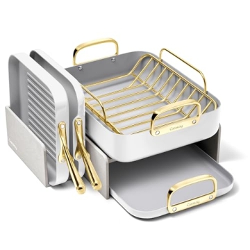 Caraway Square Cookware Set - Square Pans Set - Perfect for Griddling, Toasting, Searing, Roasting, ...
