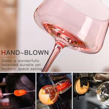 Valentine's Day Gifts,Pink Coupe Glasses Set of 6 - 13 oz Large Capacity Martini Glassware - Versatile Tall Cocktail Glasses- Hand-Blown Colored Champagne Coupe Glass-Art Deco Cocktail Glasses Set