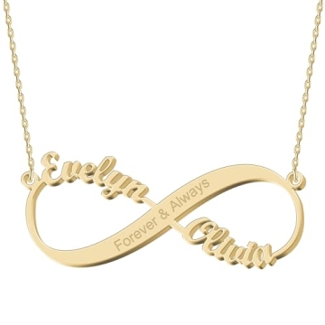 UMAGICBOX Personalized Gold Infinity Name Necklace with Heart Arrow Anchor Compass Mountain Constell...