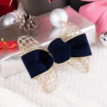 CSZD RIBBON Gold Stretchable Glitter Metallic Mesh Ribbon Wired Web Ribbon Wide 2.5" to 7" for Christmas Tree,Wreaths,Home Decor, Gift Wrapping, DIY Crafts, 2.5” x 5Yards x 1 Rolls (Gold)