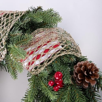 CSZD RIBBON Gold Stretchable Glitter Metallic Mesh Ribbon Wired Web Ribbon Wide 2.5" to 7" for Christmas Tree,Wreaths,Home Decor, Gift Wrapping, DIY Crafts, 2.5” x 5Yards x 1 Rolls (Gold)