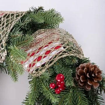 CSZD RIBBON Gold Stretchable Glitter Metallic Mesh Ribbon Wired Web Ribbon Wide 2.5" to 7" for Christmas Tree,Wreaths,Home Decor, Gift Wrapping, DIY Crafts, 2.5” x 5Yards x 1 Rolls (Gold)