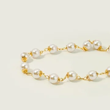 MEVECCO 14K Gold Pearl Bracelet Elegant Adjustable Jewelry