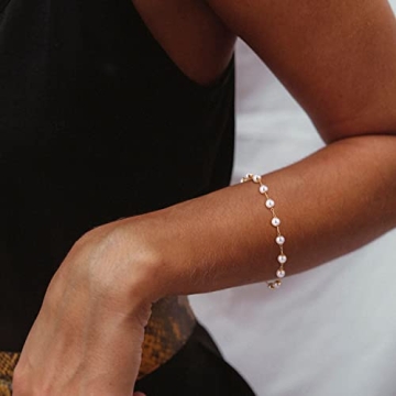 MEVECCO 14K Gold Pearl Bracelet Elegant Adjustable Jewelry