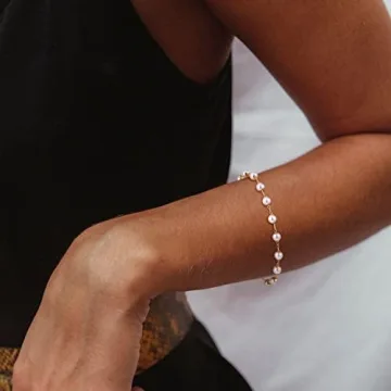 MEVECCO 14K Gold Pearl Bracelet Elegant Adjustable Jewelry