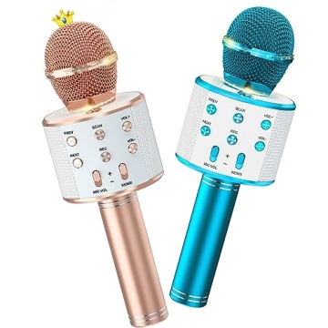 Ankuka Kids Karaoke Microphone 2 Pack, Wireless Bluetooth Karaoke Microphone for Singing Portable Ha...
