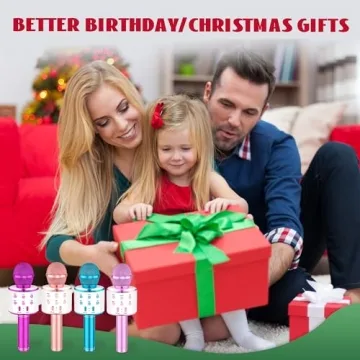 Ankuka Kids Karaoke Microphone 2 Pack, Wireless Bluetooth Karaoke Microphone for Singing Portable Handheld Mic Speaker Machine, Christmas Birthday Gifts for Girls Boys Ages 4-12(Rose Gold & Blue)