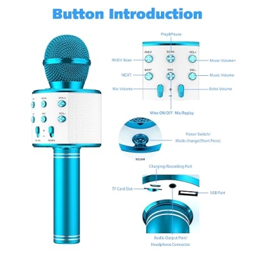 Ankuka Kids Karaoke Microphone 2 Pack, Wireless Bluetooth Karaoke Microphone for Singing Portable Handheld Mic Speaker Machine, Christmas Birthday Gifts for Girls Boys Ages 4-12(Rose Gold & Blue)