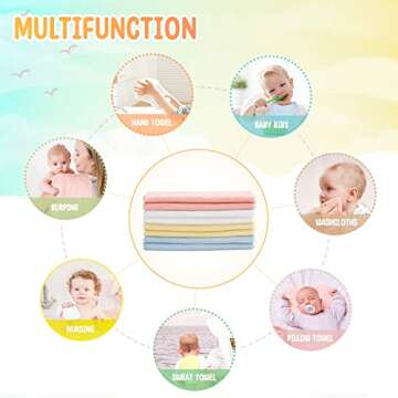HOMEXCEL Burp Cloths Baby Washcloths 8 Pack-Extra Absorbent Soft Coral Fleece Burping Cloth for Newborn Girl Boy-20 x 10 Inch Large Baby Wash Cloths Gentle on Sensitive Skin