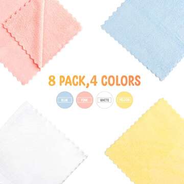 HOMEXCEL Burp Cloths Baby Washcloths 8 Pack-Extra Absorbent Soft Coral Fleece Burping Cloth for Newborn Girl Boy-20 x 10 Inch Large Baby Wash Cloths Gentle on Sensitive Skin