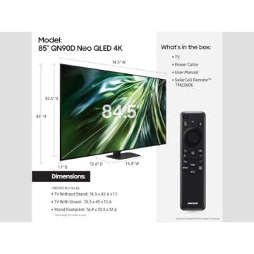 SAMSUNG 85-Inch Class QLED 4K QN90D Series Neo Quantum HDR+ Smart TV w/Dolby Atmos, Object Tracking ...