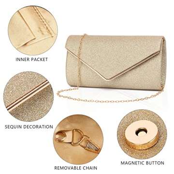 Labair Shining Envelope Clutch for Women - Elegant Evening Bag
