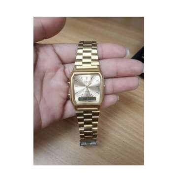 Casio AQ230GA-9D Men's Analog Digital Dual Time Gold Tone Metal Band Watch