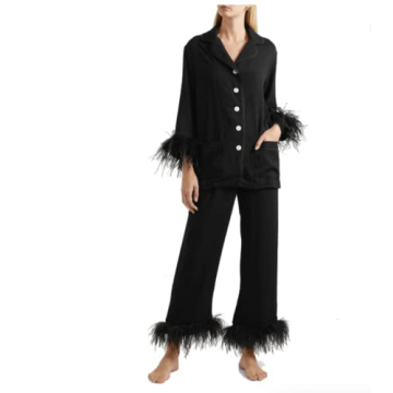 Froztech Luxury Feather Pajama Set for Stylish Women