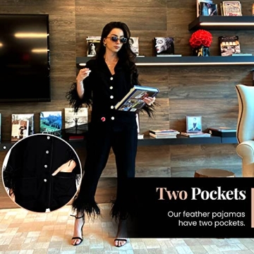 Froztech Luxury Feather Pajama Set for Stylish Women