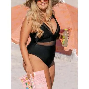 CUPSHE Plus Size V Neck One Piece Swimsuit