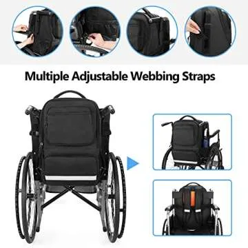 samdew Wheelchair Backpack, Wheelchair Bag for Back of Chair, Wheelchair Bag to Hang on Back with Th...