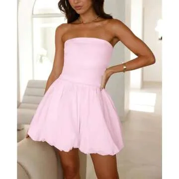 KIGRAD Women Sexy Strapless Mini Dress Club Tube Corset Party Dress Y2k Bubble Skirt Summer Casual B...