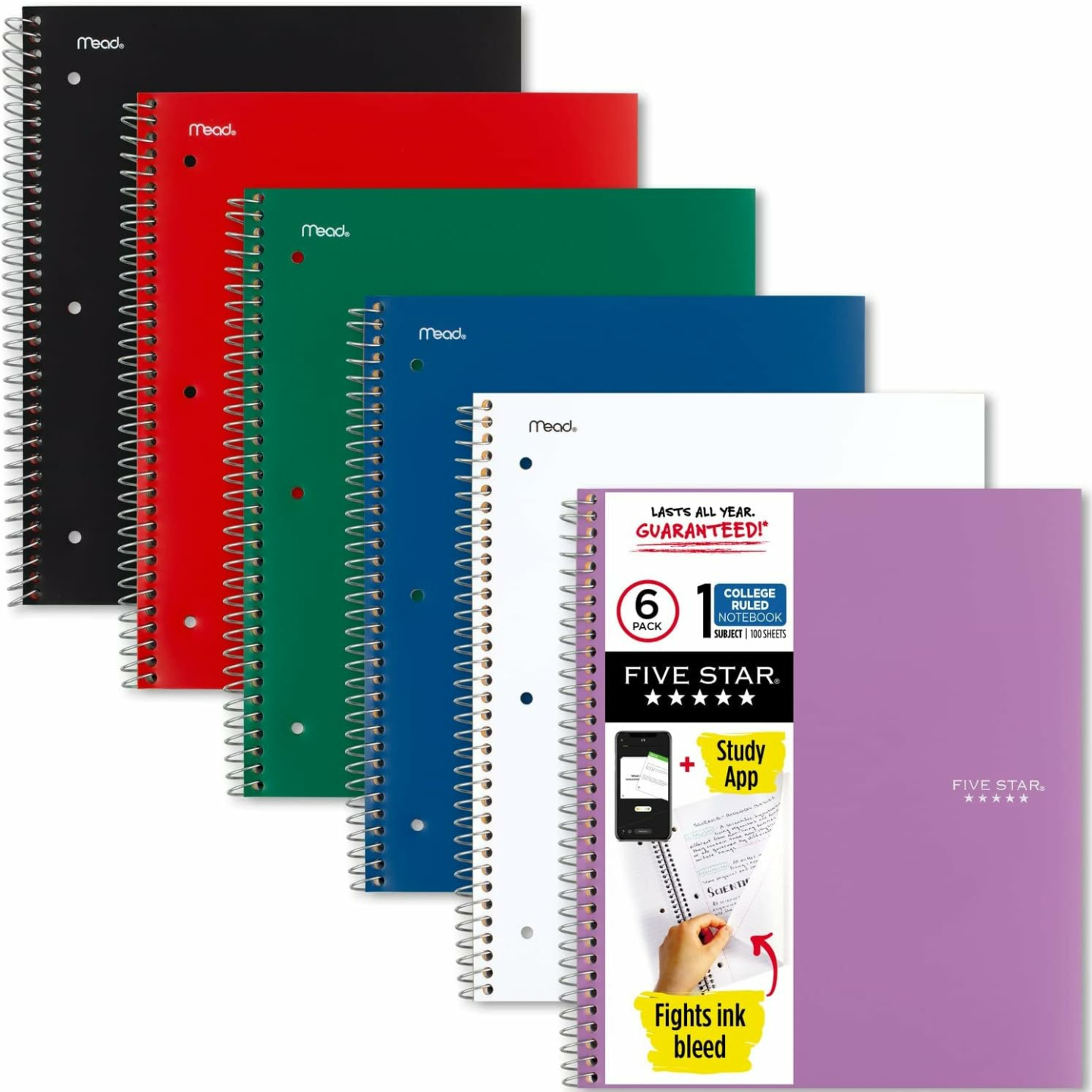 Spiral Notebooks Set - 6 Pack for Students