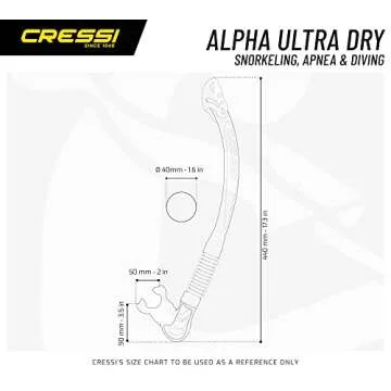 Cressi Alpha Ultra Dry Snorkel, Black/Black/White