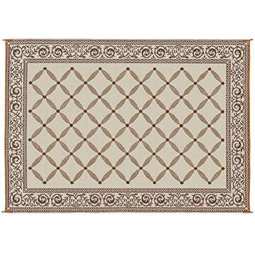 Stylish Camping 119127 9-feet by 12-feet Reversible Mat, Plastic Straw Rug, Large Floor Mat for Outdoors, RV, Patio, Backyard, Picnic, Beach, Camping (Brown/Beige)