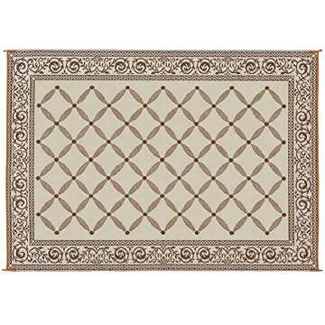 Stylish Camping 119127 9-feet by 12-feet Reversible Mat, Plastic Straw Rug, Large Floor Mat for Outdoors, RV, Patio, Backyard, Picnic, Beach, Camping (Brown/Beige)