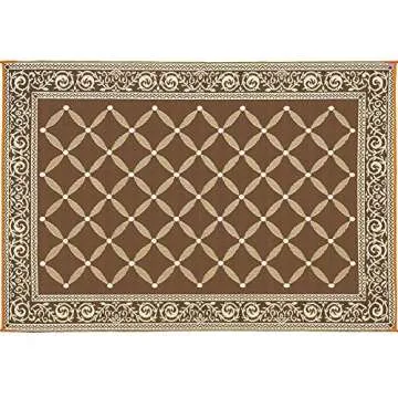 Stylish Camping 119127 9-feet by 12-feet Reversible Mat, Plastic Straw Rug, Large Floor Mat for Outdoors, RV, Patio, Backyard, Picnic, Beach, Camping (Brown/Beige)