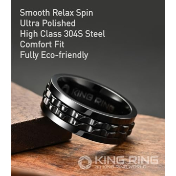 Stylish King Ring 8mm Gear Spinner Ring for Stress Relief