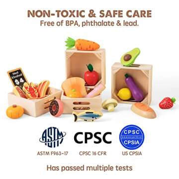 Tiny Land Wooden Play Food Set for Kids Kitchen