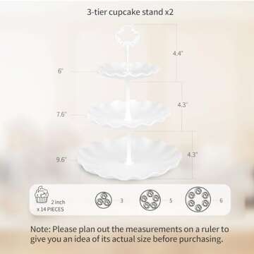 NWK 5 Piece Cake Stand Set - Extra Large 3-Tier Stands & Appetizer Trays
