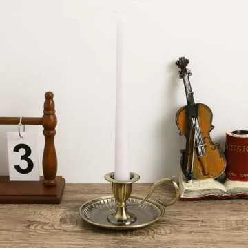 HOMSFOU Retro Handheld Candlestick Holder Vintage Taper Candle Stick Holder European Style Candle Stand Table Candlelight Stand for Party Wedding Christmas Table Home Decor Bronze