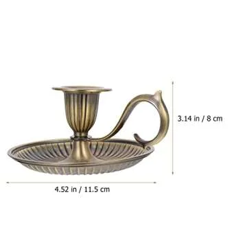 HOMSFOU Retro Handheld Candlestick Holder Vintage Taper Candle Stick Holder European Style Candle Stand Table Candlelight Stand for Party Wedding Christmas Table Home Decor Bronze
