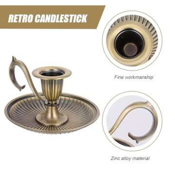 HOMSFOU Retro Handheld Candlestick Holder Vintage Taper Candle Stick Holder European Style Candle Stand Table Candlelight Stand for Party Wedding Christmas Table Home Decor Bronze
