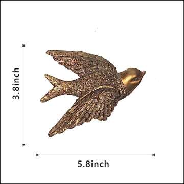 S-MANTIS Vintage Wall Sculpture, Antique Pediment Hallway Wall Art, Hand Painted Bird With Exquisite...