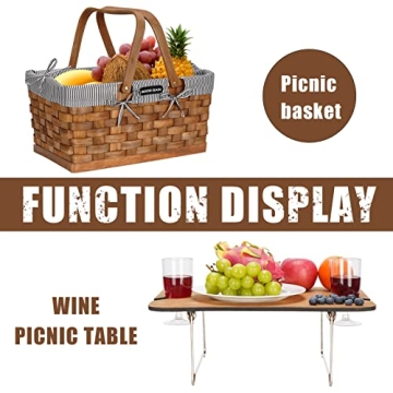 Woodchip Picnic Basket with Wine Table for Memorable Outings